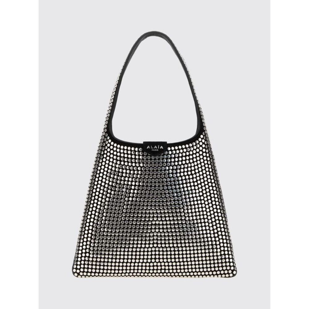 Alai�A Women Studded Leather Hobo Bag Alaia With Flat Handle